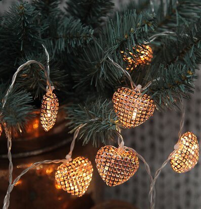 Ljusslinga Hjärtan Koppar från Star Trading över grangrenar