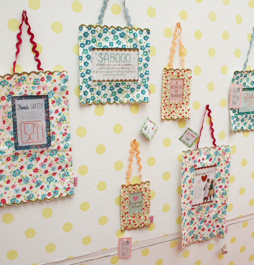 Tygram Medium från Rice i färgglada mönster och vågig kant