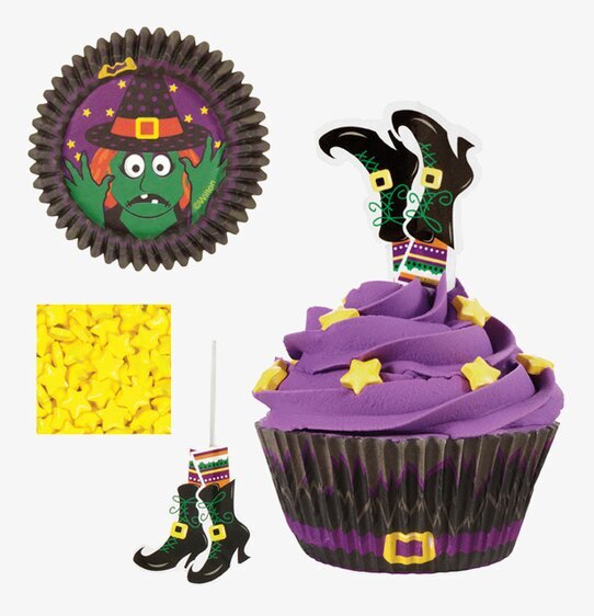 Cupcake Witch Kit från Wilton med häxmotiv och dekorationer