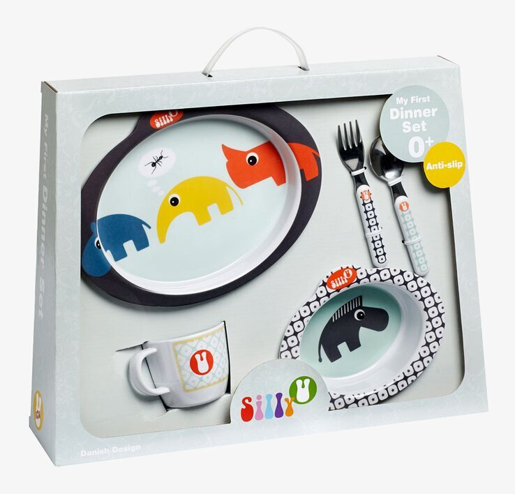 Barnservis Blå från Silly U / Done by Deer med elefantmotiv