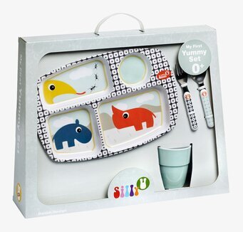 Barnservis Yummy Blå från Silly U / Done by Deer i förpackning