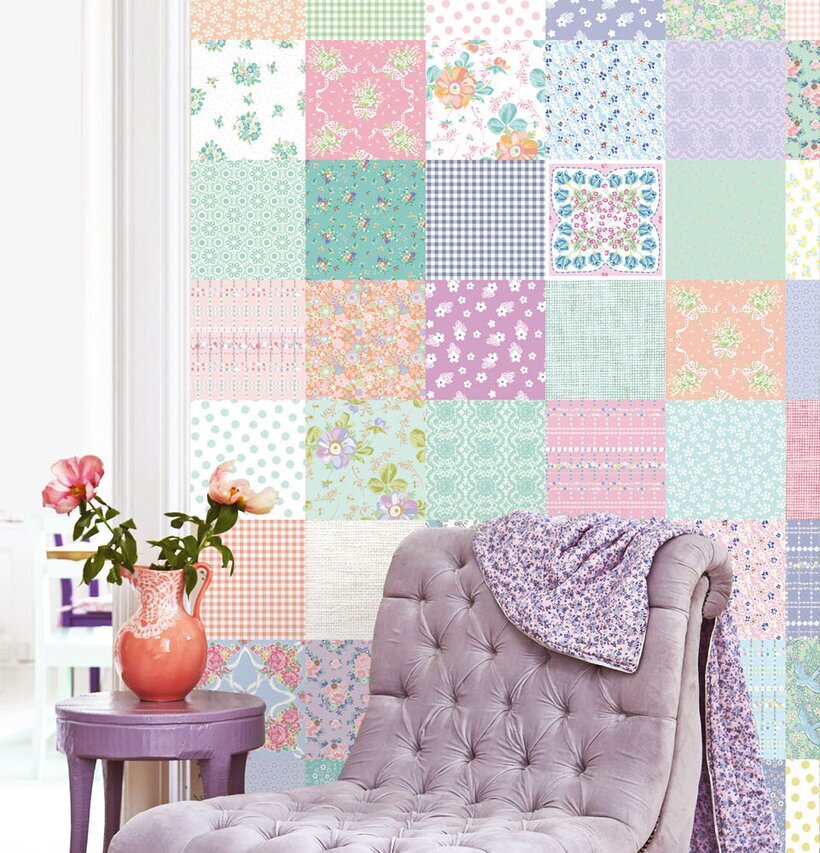 Tapet Wonderful Patchwork från Rice med färgglada mönster