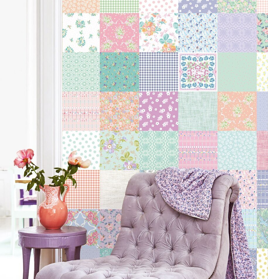 Tapet Wonderful Patchwork från Rice med färgglada mönster