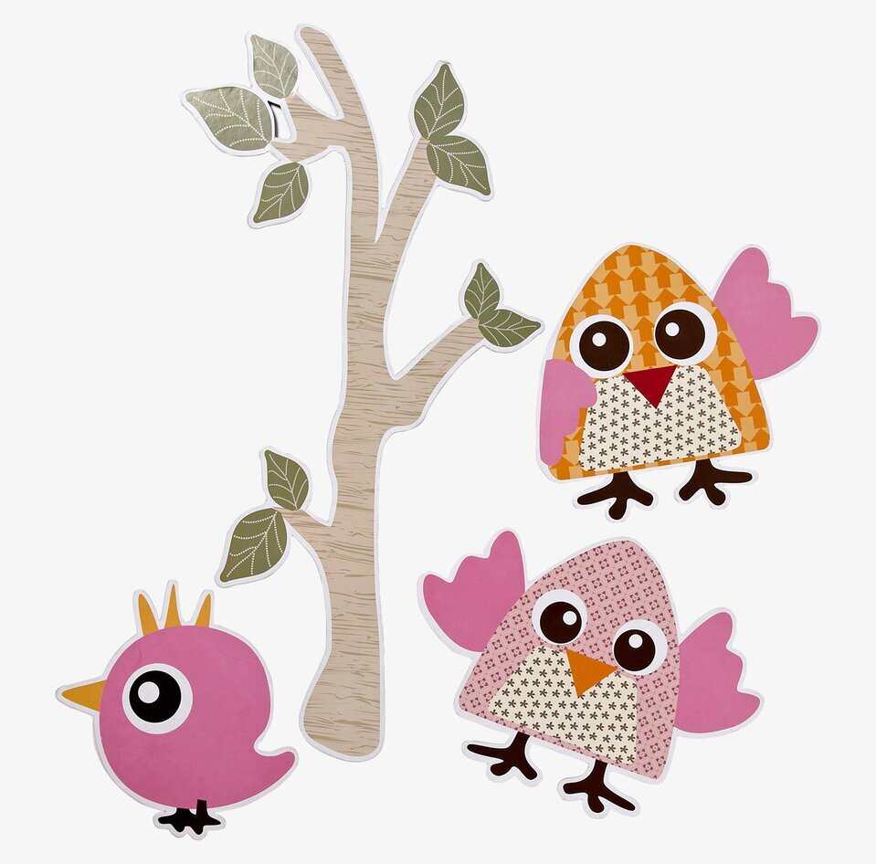 Forest Väggdekoration Uggla Rosa från Silly U / Done by Deer