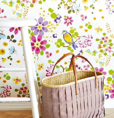 Tapet Rice från varumärket Rice med blommor och fåglar