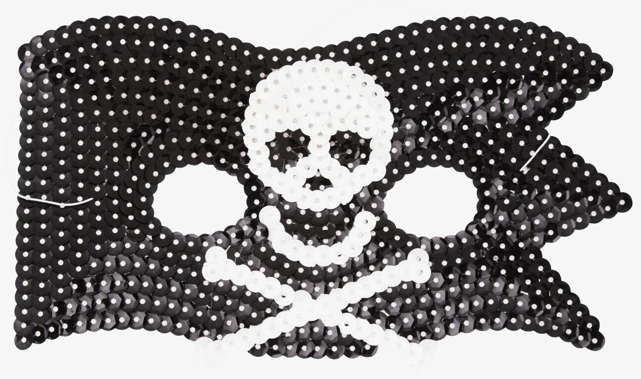 Paljettmask Pirat från Rice med dödskalle och paljetter