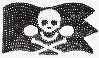 Paljettmask Pirat från Rice med dödskalle och paljetter