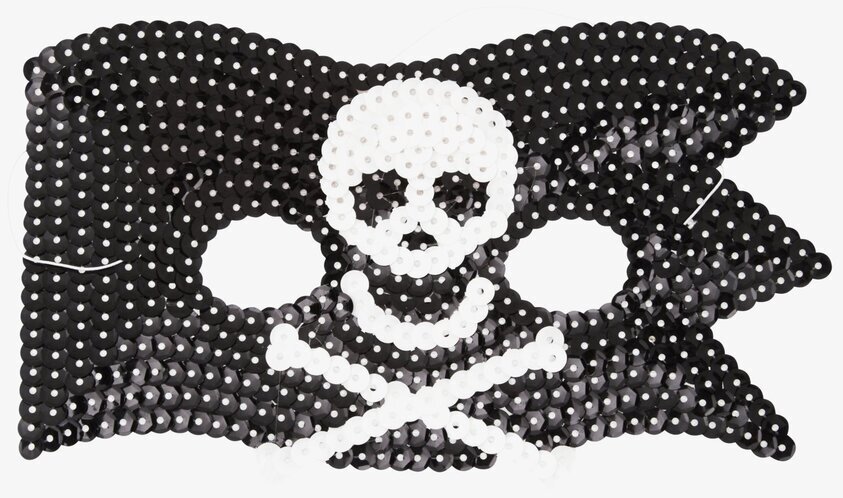 Paljettmask Pirat från Rice med dödskalle och paljetter