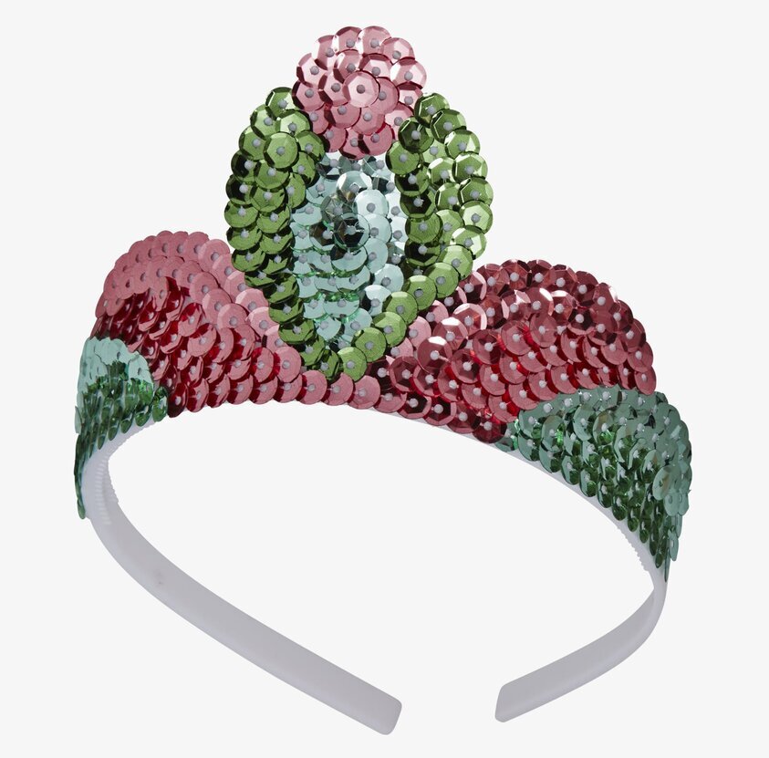 Paljett Tiara från Rice med gröna, röda och silverpaljetter