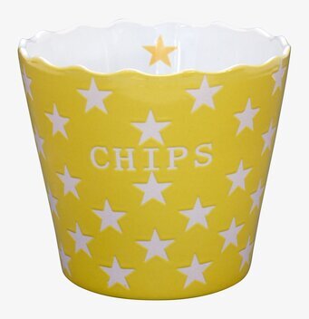Happy Stars - Chips Gul skål från Krasilnikoff med stjärnor