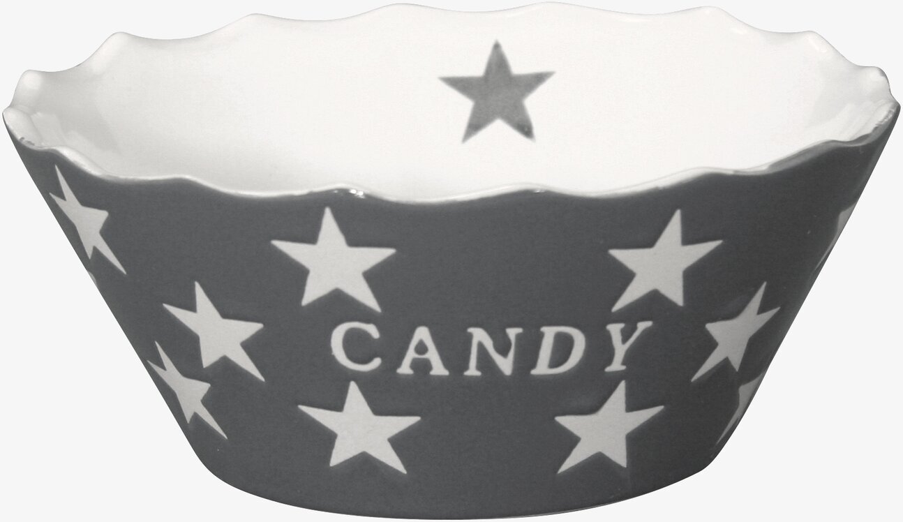 Happy Stars - Candy Grå skål från Krasilnikoff med stjärnmönster