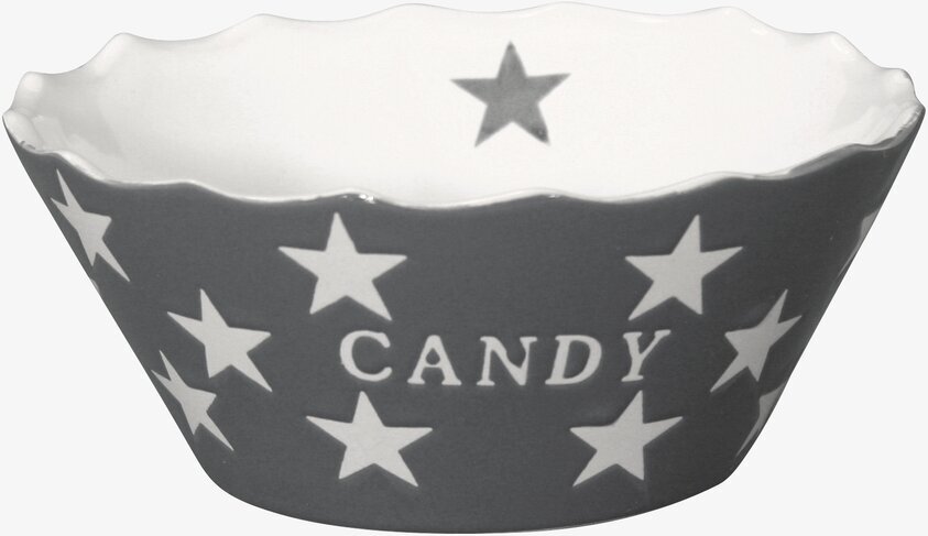Happy Stars - Candy Grå skål från Krasilnikoff med stjärnmönster