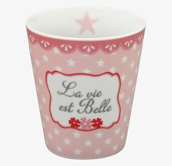 Happy Mugs - La Vie Est Belle från Krasilnikoff, rosa mugg