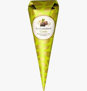 Chokladstrut Grattis från Åre Chokladfabrik med grönt tema