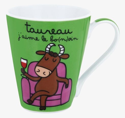 Mugg Oxe från Derriére la porte med grön bakgrund och oxe