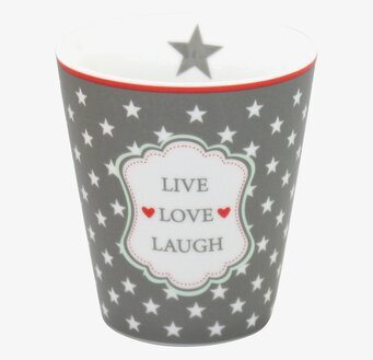 Happy Mugs - Live, Love, Laugh av Krasilnikoff i grått