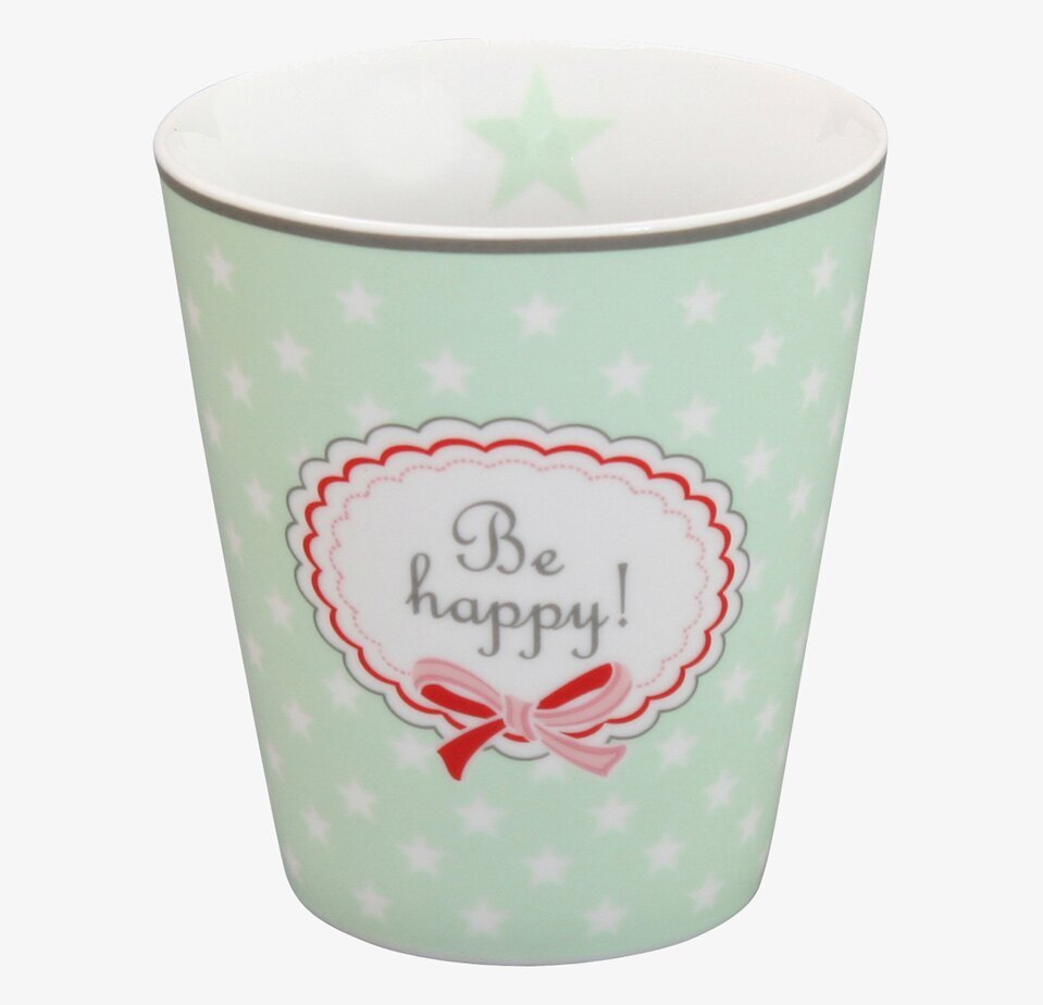 Happy Mugs - Be Happy från Krasilnikoff med mintgrön design