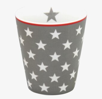 Happy Mugs - Star Mörkgrå från Krasilnikoff med stjärnmönster