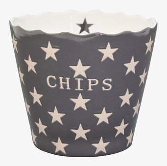 Happy Stars - Chips Grå skål från Krasilnikoff med stjärnor