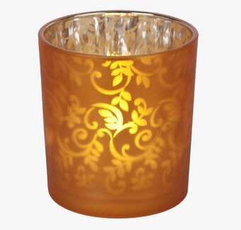 Vaxljus LED Glaskopp från Star Trading med elegant mönster