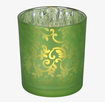 Vaxljus LED Glaskopp från Star Trading i frostat grönt glas