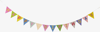 Happy Birthday Flaggvimpel från Rice i färgglada trianglar
