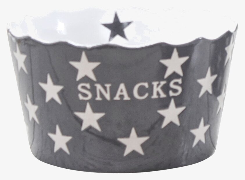 Happy Stars - Snacks Grå skål från Krasilnikoff med stjärnor