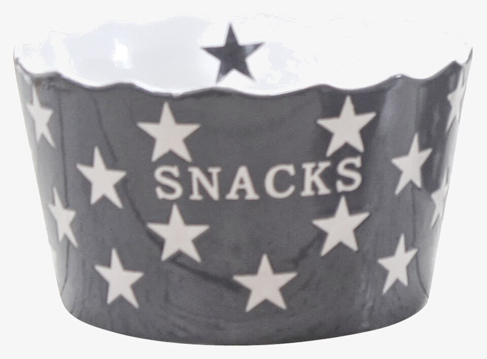 Happy Stars - Snacks Grå skål från Krasilnikoff med stjärnor
