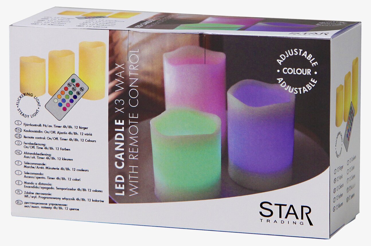 VaxLjus 3-Pack Multi från Star Trading med fjärrkontroll