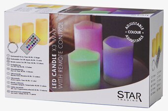 VaxLjus 3-Pack Multi från Star Trading med fjärrkontroll