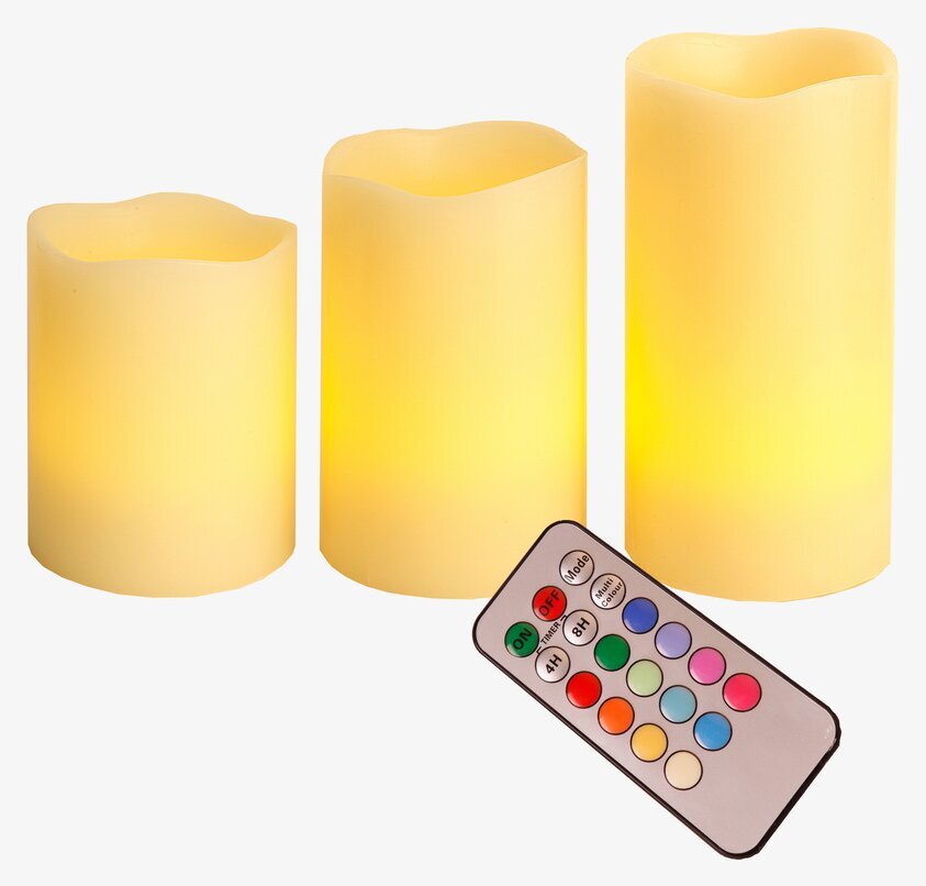 Star Trading VaxLjus 3-Pack Multi med fjärrkontroll