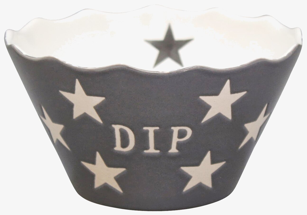 Krasilnikoff Happy Stars - Dip Grå skål med vita stjärnor