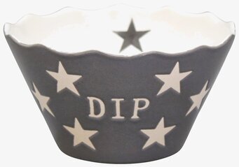 Krasilnikoff Happy Stars - Dip Grå skål med vita stjärnor