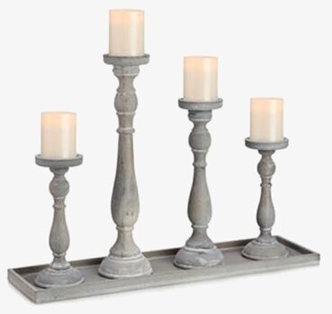 Ljusstake Humlebäck från Markslöjd i grått trä med fyra ljus