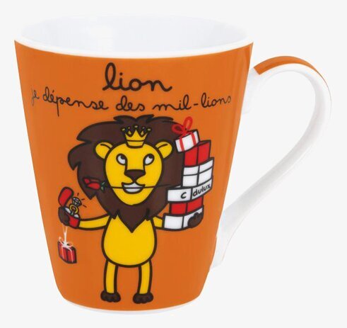 Mugg Lejon från Derriére la porte med färgstark design