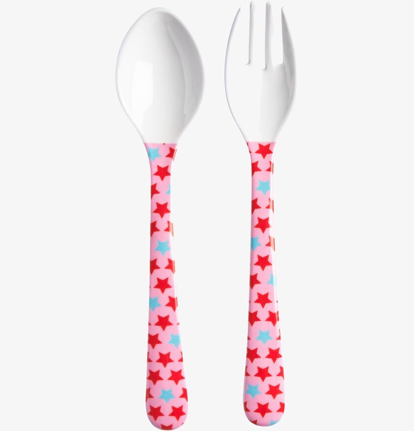 Rice Bestickset Star Print med färgglada stjärnmönster