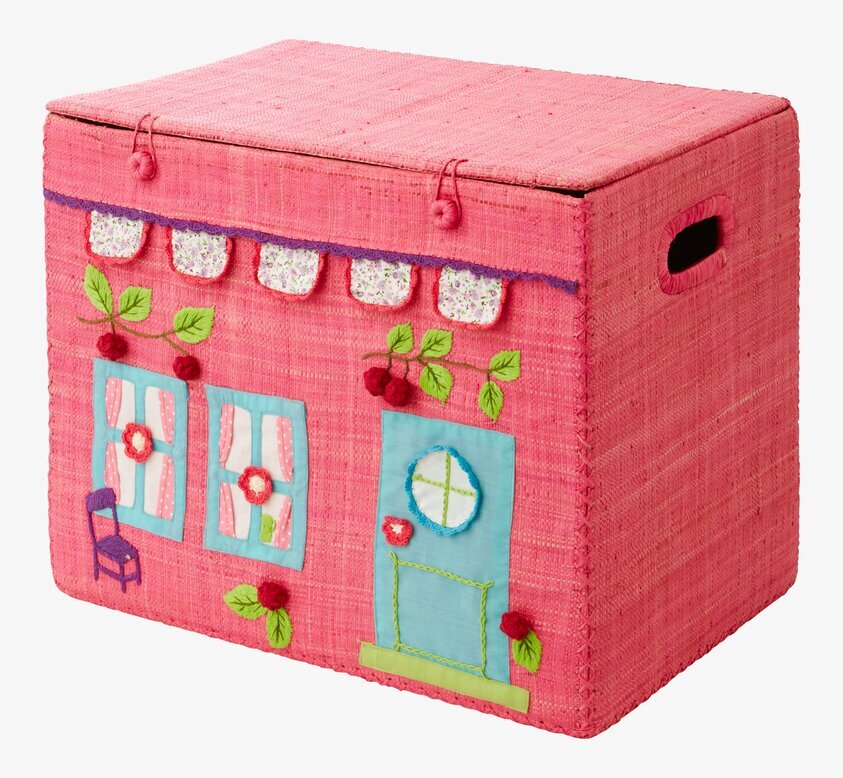 Förvaringskorg Pink House Design M från Rice, vit bakgrund