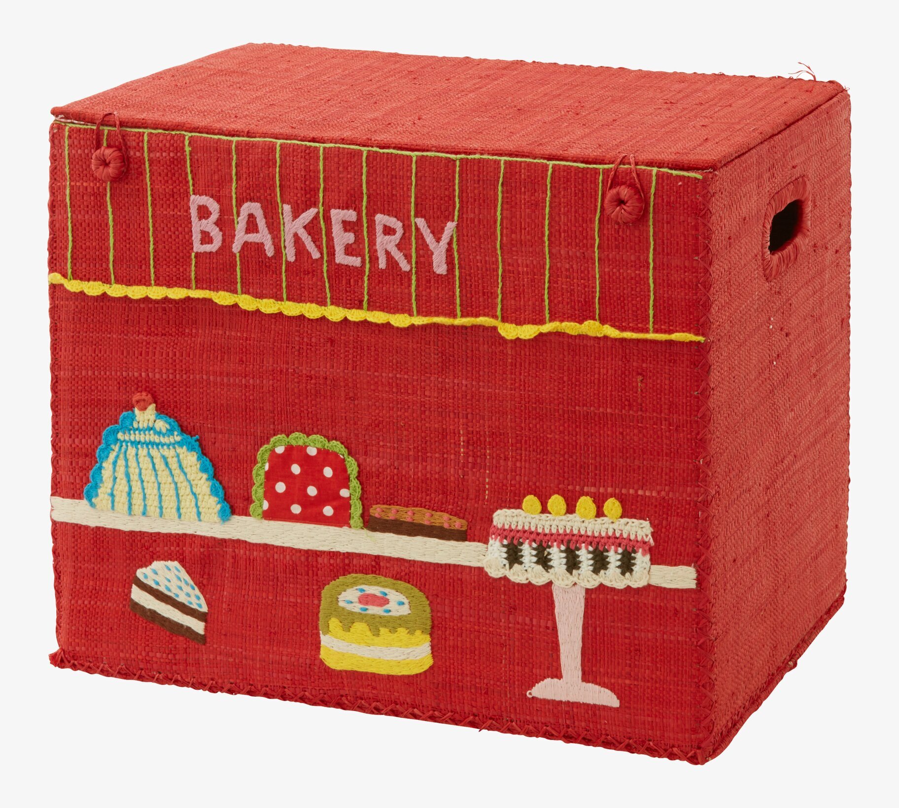 Förvaringskorg Bakery Shop M från Rice med broderade bakverk