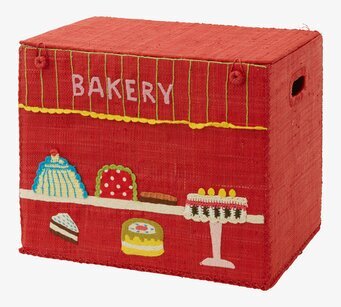 Förvaringskorg Bakery Shop M från Rice med broderade bakverk