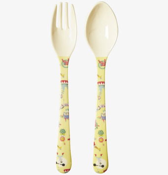Bestickset Circus Print Yellow från Rice för barn