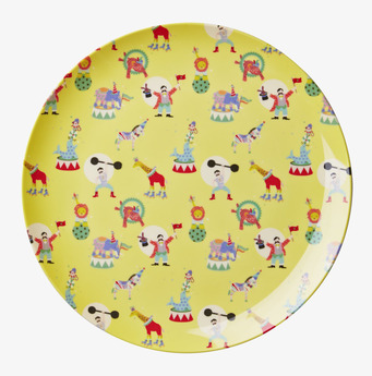 Tallrik Circus Print Yellow från Rice med cirkusmotiv