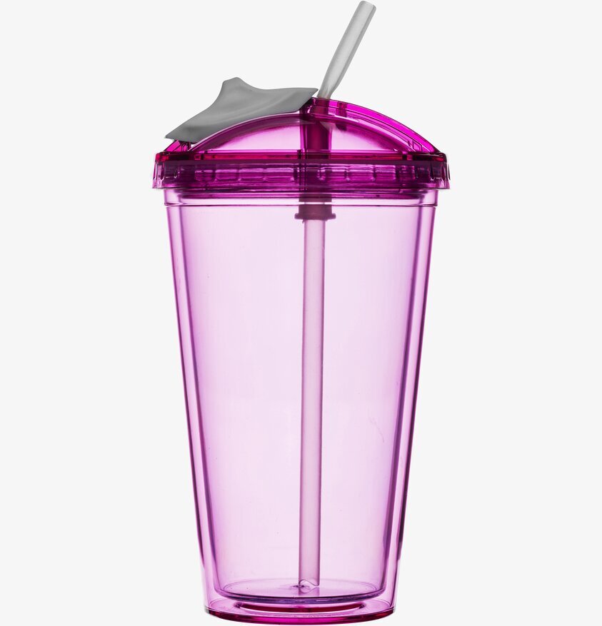 Smoothie Mugg Rosa från Sagaform med lock och sugrör