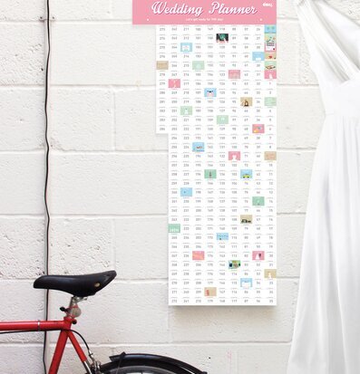 Bröllopskalender från Propaganda med cykel och brudklänning