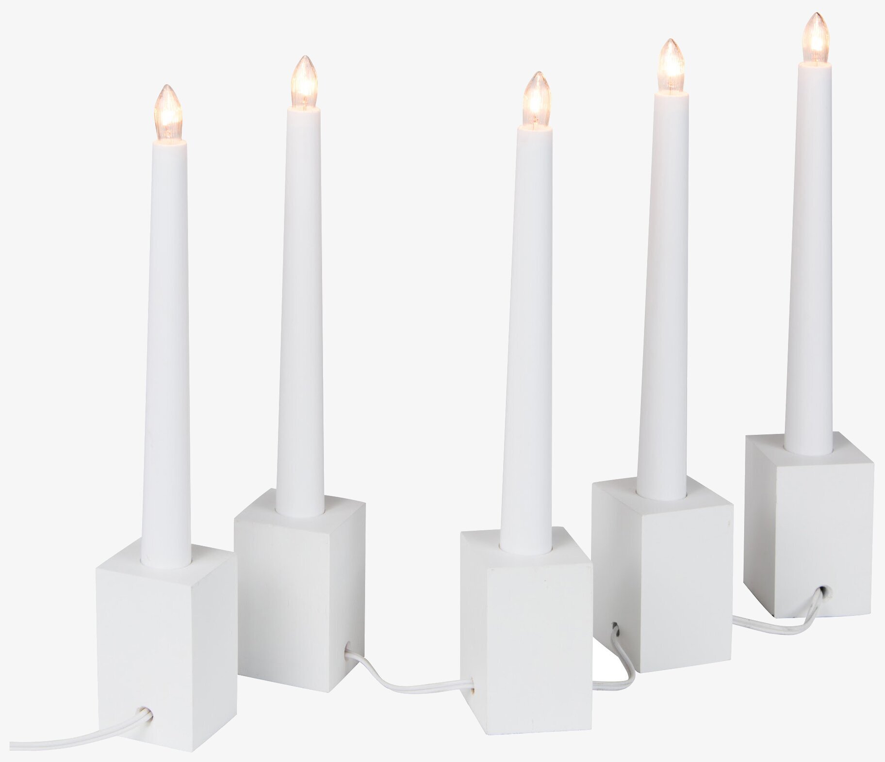 Adventsljusstake från Ernst med fem vita ljus i träbaser