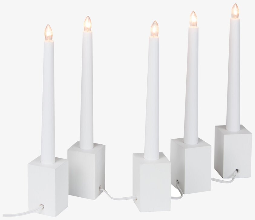 Adventsljusstake från Ernst med fem vita ljus i träbaser