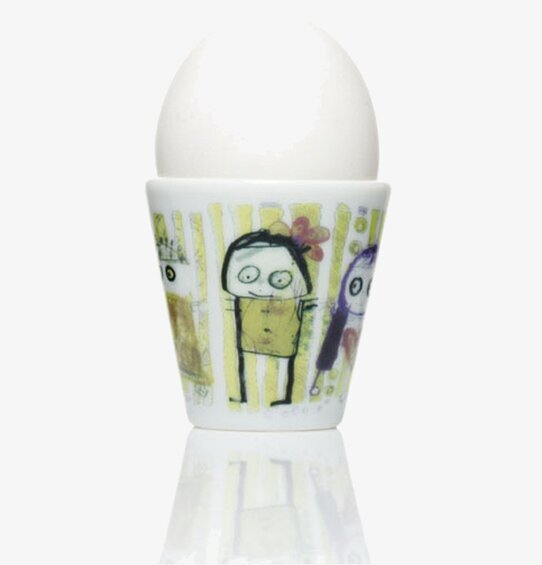 Äggkopp Wall 4-pack från Poul Pava med färgglada illustrationer