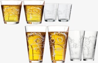 Dricksglas 8-pack från Poul Pava med konstnärliga motiv