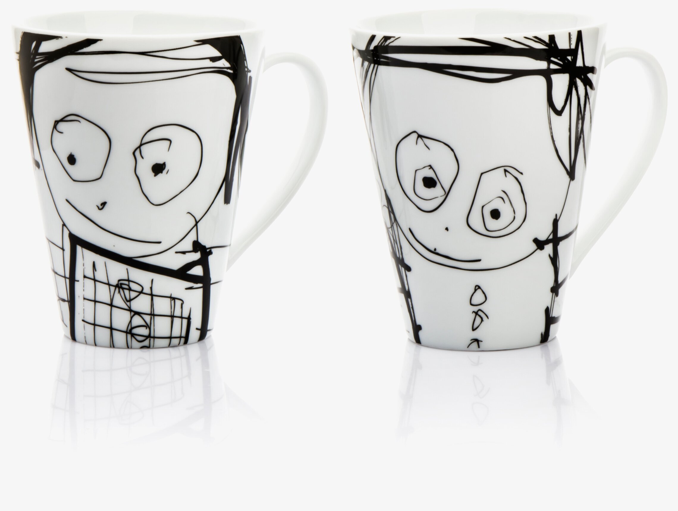 Mugg Great Guys Vit 2-Pack från Poul Pava med ansikten