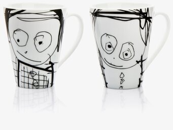 Mugg Great Guys Vit 2-Pack från Poul Pava med ansikten