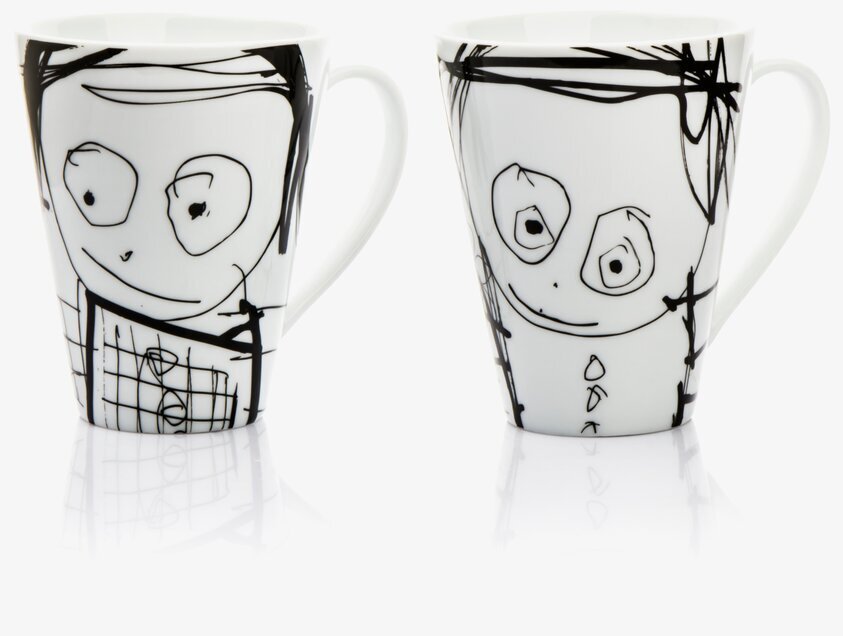 Mugg Great Guys Vit 2-Pack från Poul Pava med ansikten